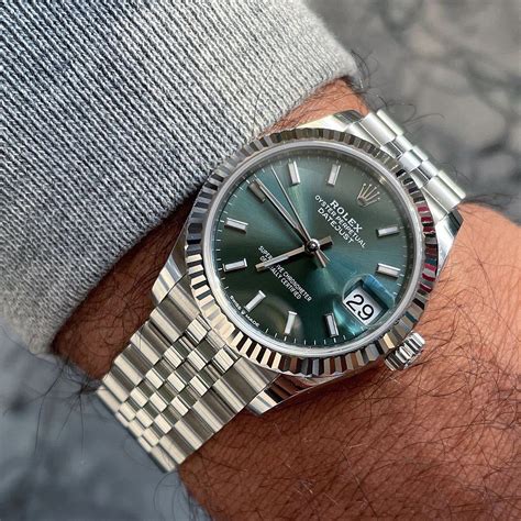 rolex date just green